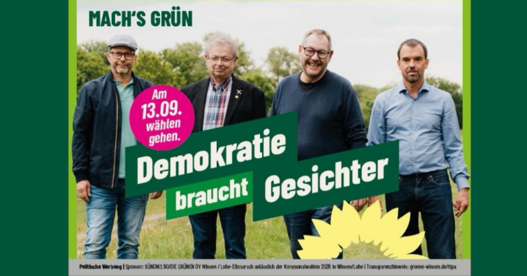Transparenzhinweis zu Großflächen- und DIN A1-Plakaten, Kommunalwahl 13.09.2026